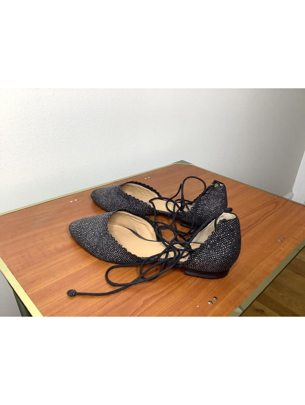 < Jack Rogers Camille Sparkle Lace-Up Pointed Toe Flats > - Picture 2 of 6